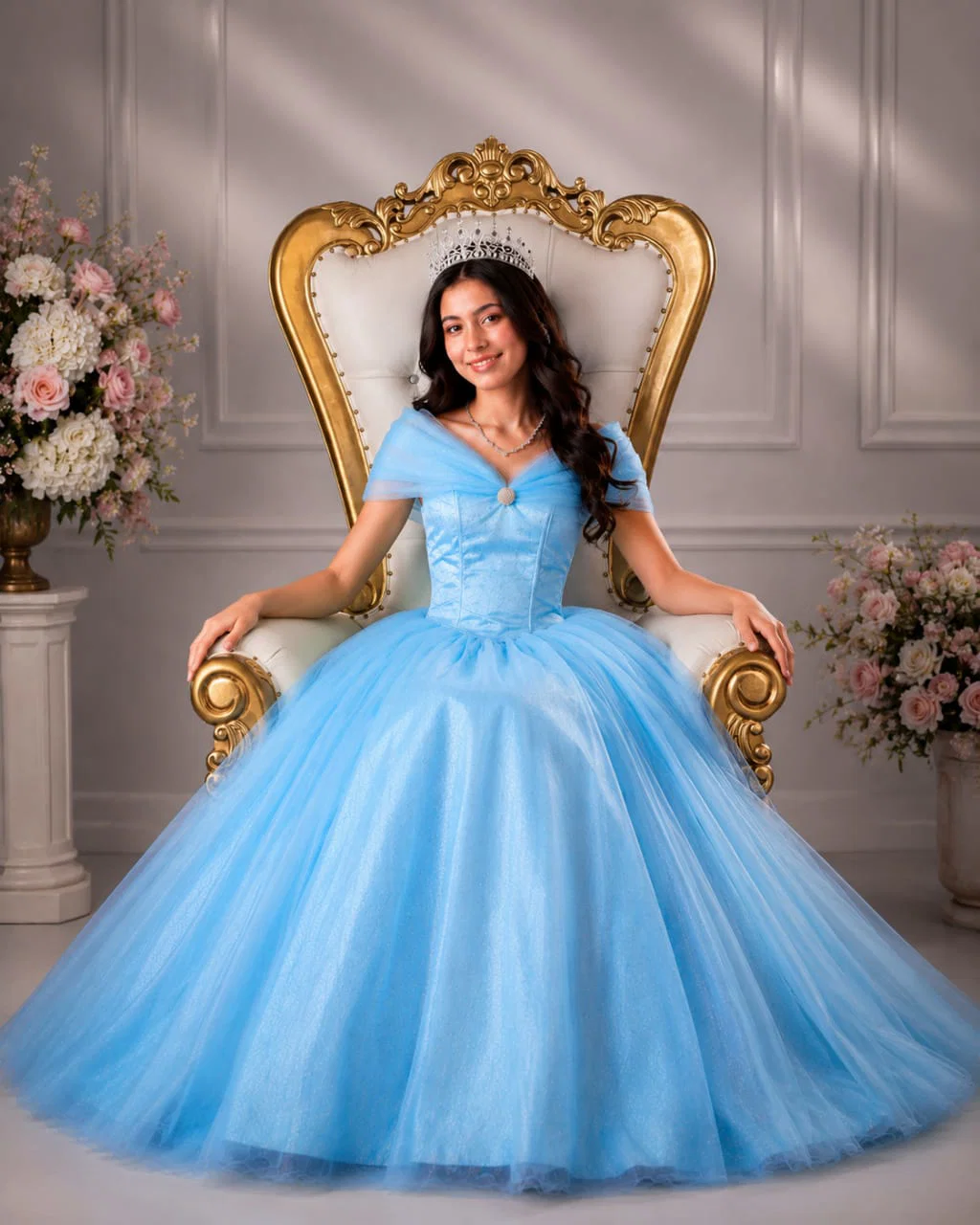 Vestido Quinceaños Celeste