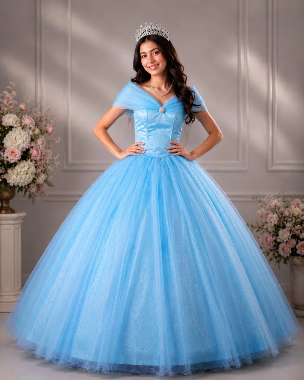 Vestido Quinceaños Celeste - vista 2
