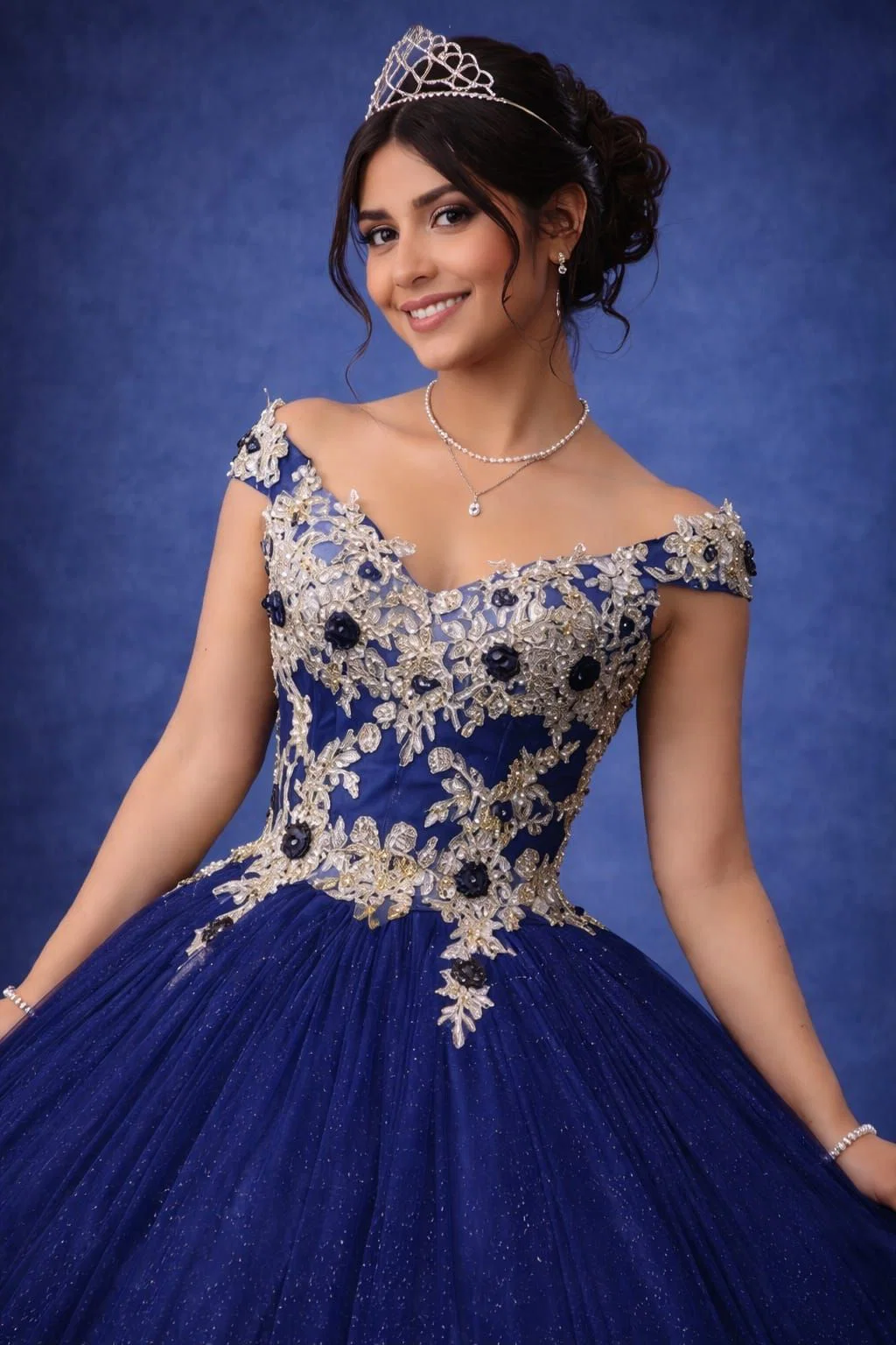 Vestido Quinceaños Azul Noche - vista 1