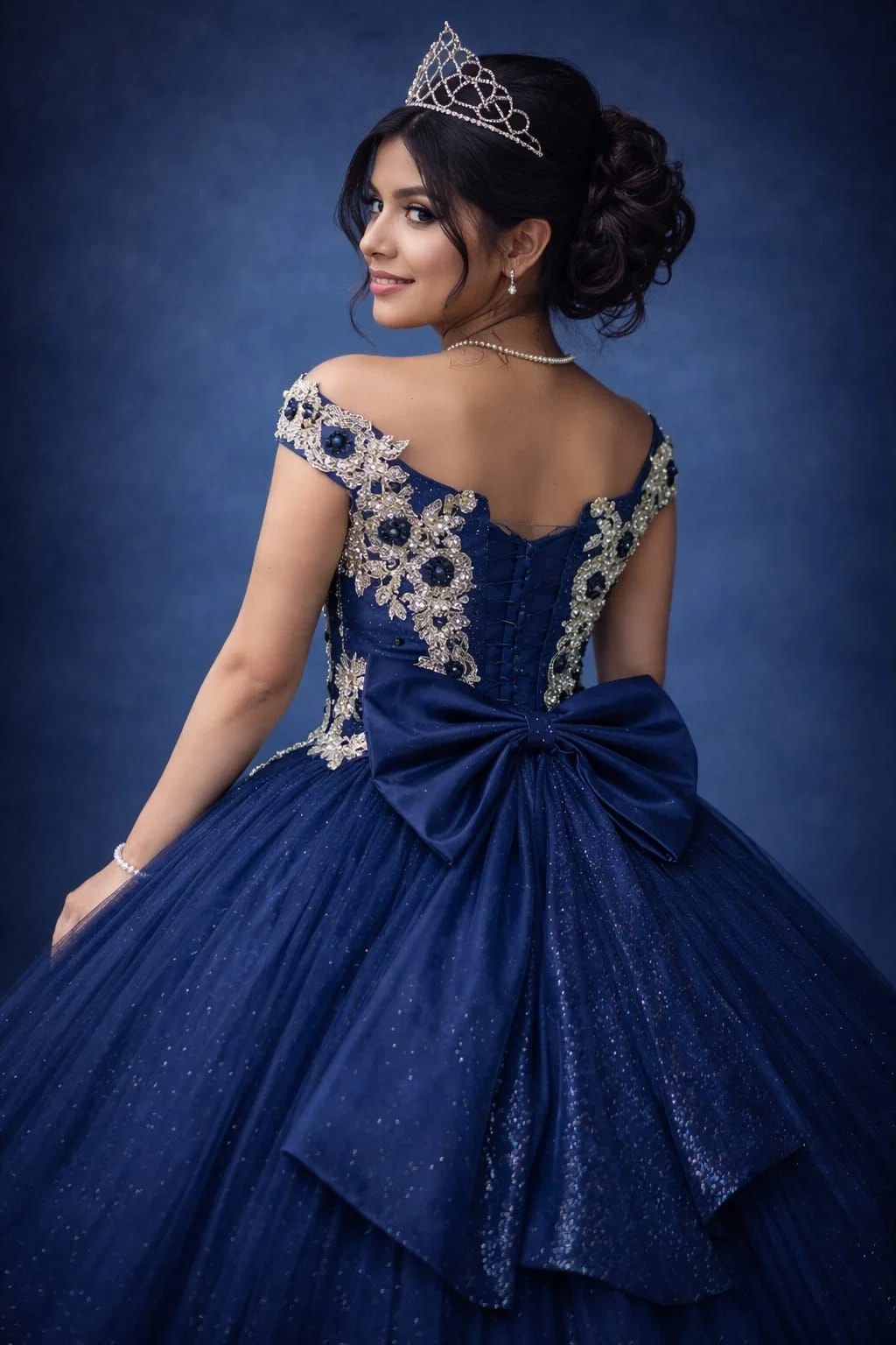 Vestido Quinceaños Azul Noche - vista 3
