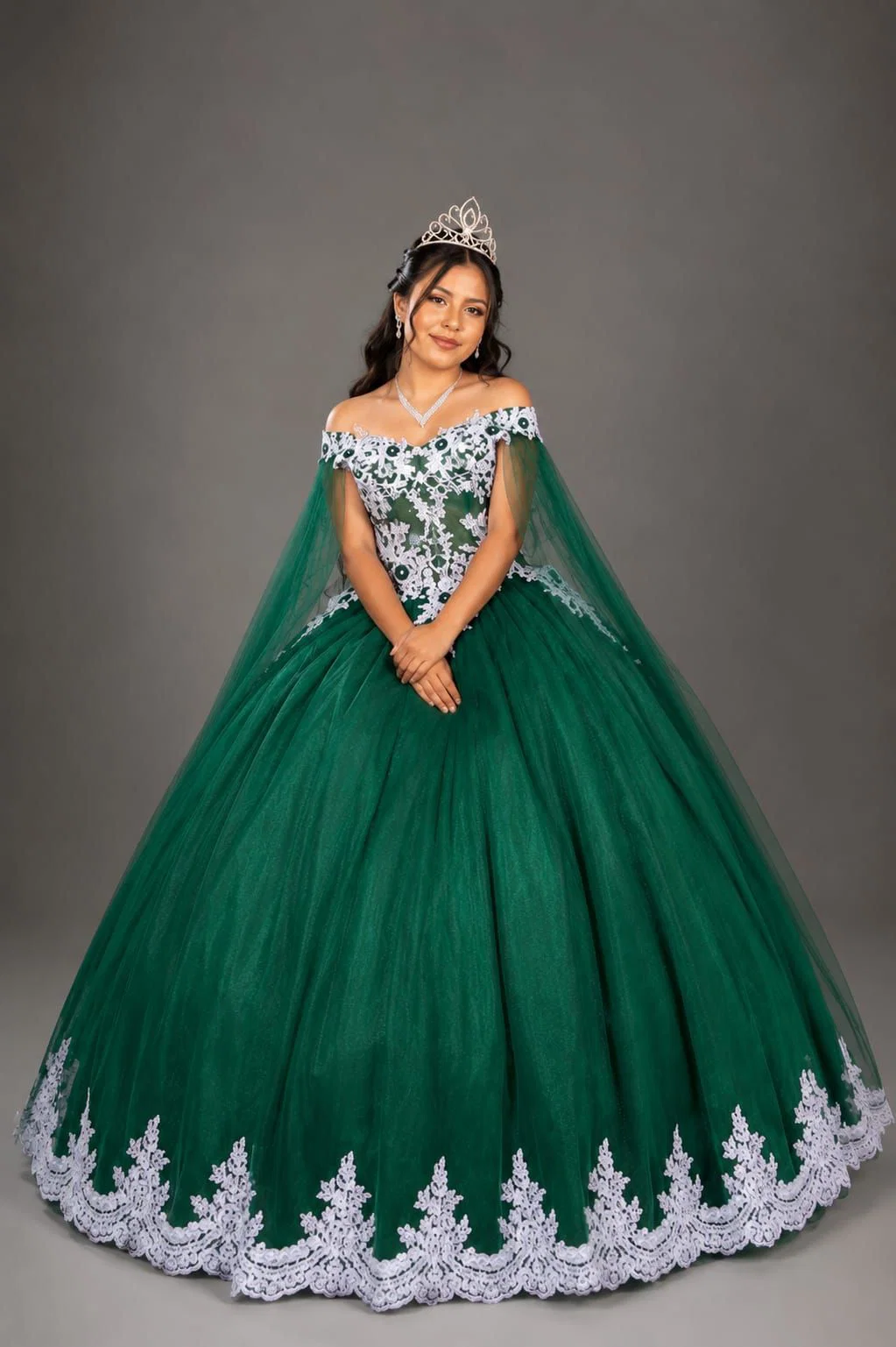 Vestido Quinceaños Verde Botella - vista 3