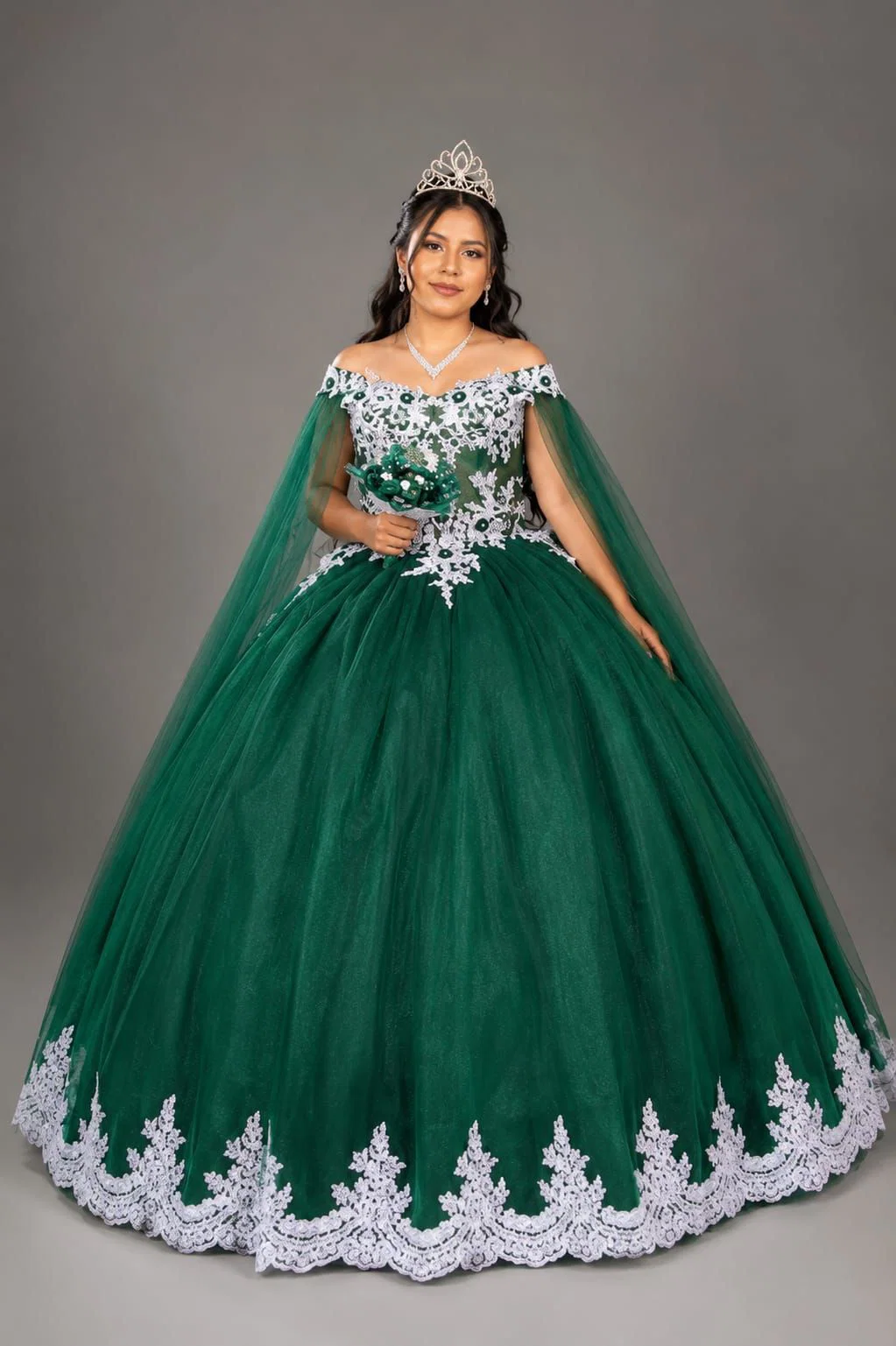 Vestido Quinceaños Verde Botella