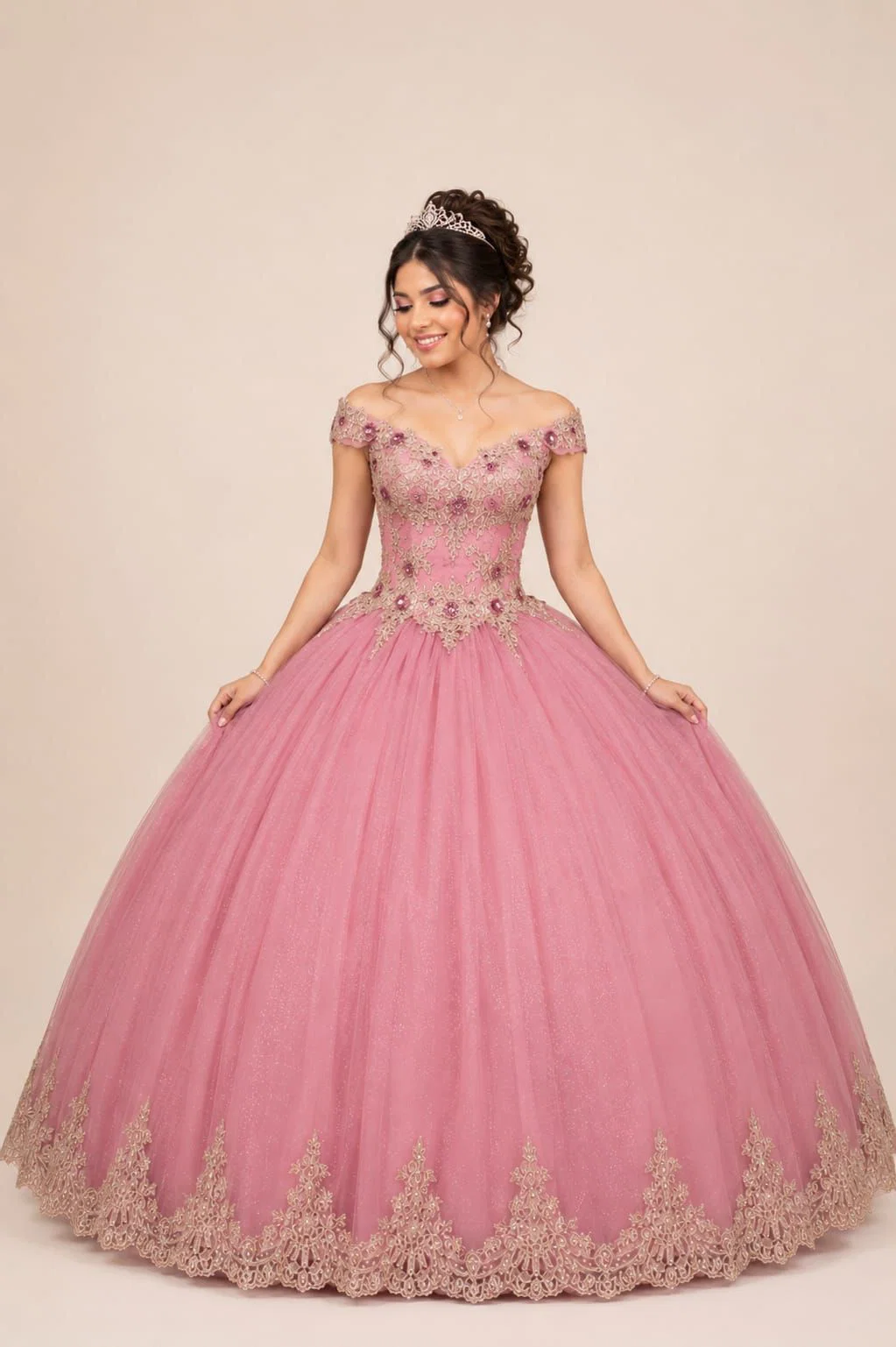 Vestido Quinceaños Palo Rosa - vista 1