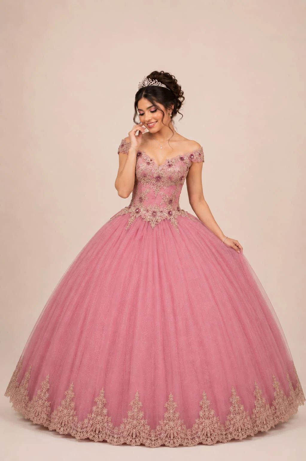 Vestido Quinceaños Palo Rosa