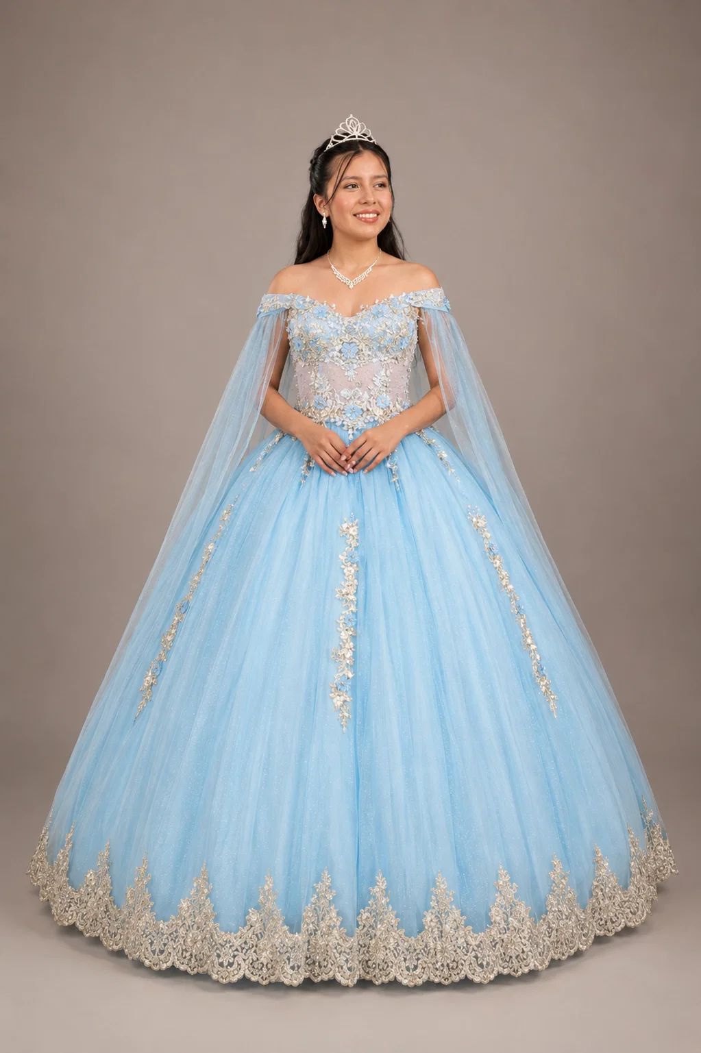 Vestido Quinceaños Celeste Cielo - vista 2