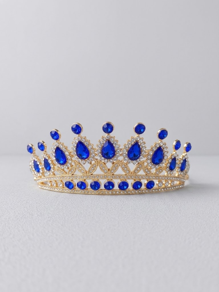 Corona Dorado con Azul Electrico