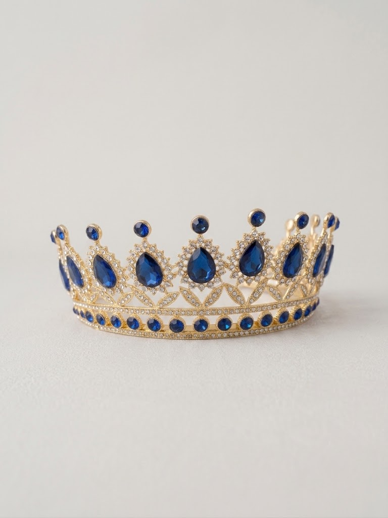 Corona de Niña Dorado con Azul Noche